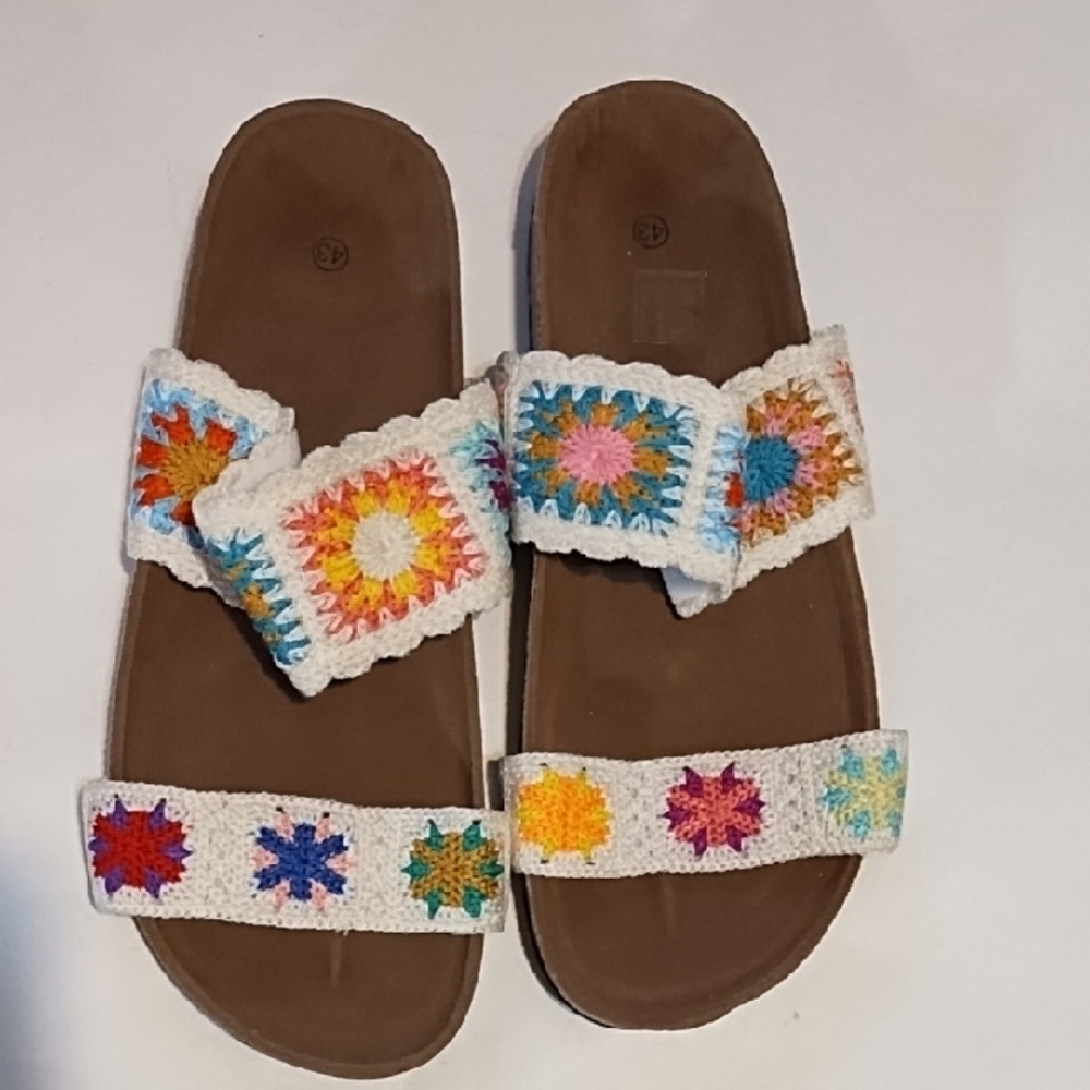 NEW Colorful Crochet Strap Sandals 10.5